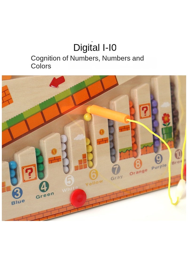 Hobbi ​متاهة مغناطيسية للألوان والأرقام - ألعاب مونتيسوري خشبية لعمر 3 سنوات+ | لوح تصنيف ألوان وعد - تدريب المهارات الحركية الدقيقة للأطفال (مناسب للبنين والبنات) إصدار منزل الفطر - Image 4