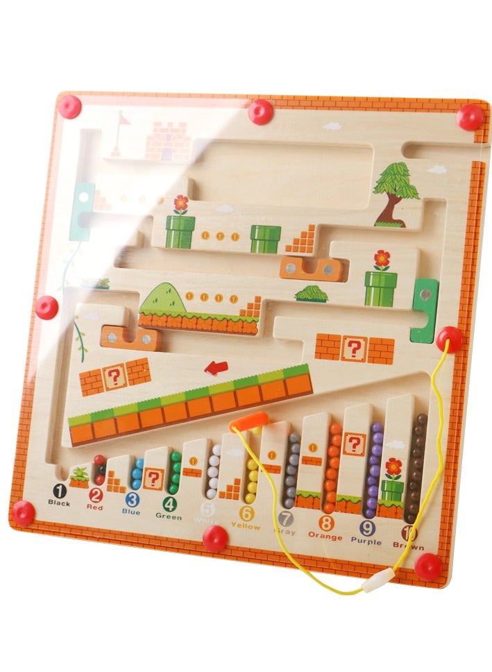Hobbi ​متاهة مغناطيسية للألوان والأرقام - ألعاب مونتيسوري خشبية لعمر 3 سنوات+ | لوح تصنيف ألوان وعد - تدريب المهارات الحركية الدقيقة للأطفال (مناسب للبنين والبنات) إصدار منزل الفطر - Image 5