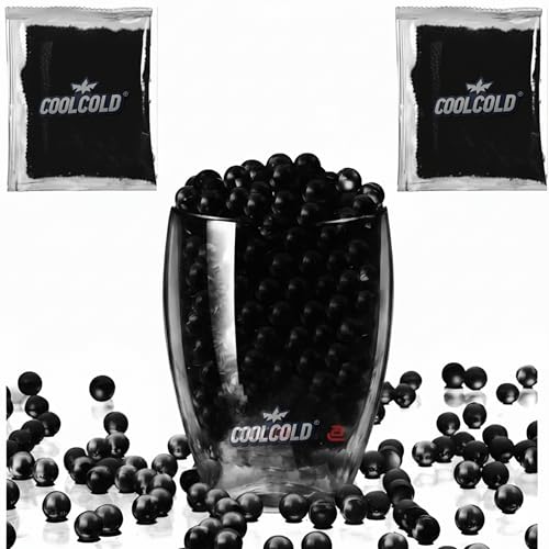 COOLCOLD Gel Blaster Refill Ammo – 20,000 Rounds of 7-8mm Non-Toxic Water Beads for Gel Guns – Safe for Adults 15+ – Transparent Blue Gel Bullets – Pack of 2 – Also Ideal as Home Decor Vase (Black) - Image 1