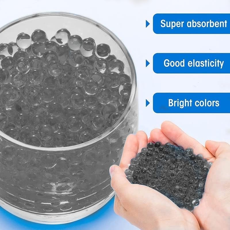 COOLCOLD Gel Blaster Refill Ammo – 20,000 Rounds of 7-8mm Non-Toxic Water Beads for Gel Guns – Safe for Adults 15+ – Transparent Blue Gel Bullets – Pack of 2 – Also Ideal as Home Decor Vase (Black) - Image 5