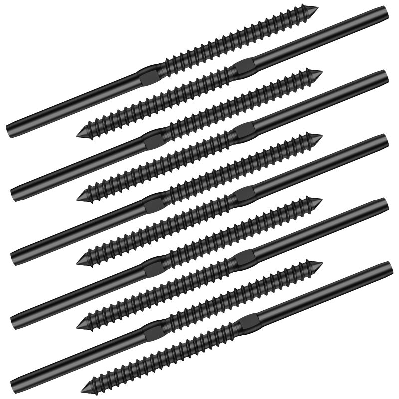 BLIKA 20 Pack T316 Stainless Steel Black Right&Left Handed Thread Swage Lag Screws for Wood Posts of 1/8" Deck Cable Railing Kit, Wire Railing Kit for Decks with Wrench, DIY Wood Baluster - Image 5