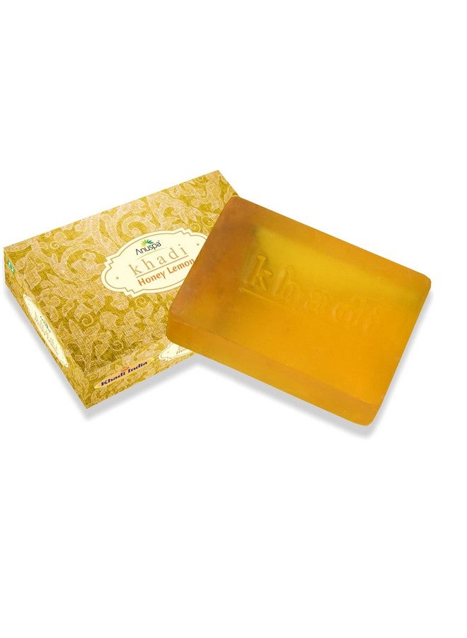 Anuspa Khadi Handcrafted Honey Lemon Soap | Pack of 3 | 125g each | Natural Antibacterial Soap for Oily & Acne-Prone Skin | Soothes Allergy & Dry Skin | Paraben & Cruelty Free soap for Men and Women - Image 2