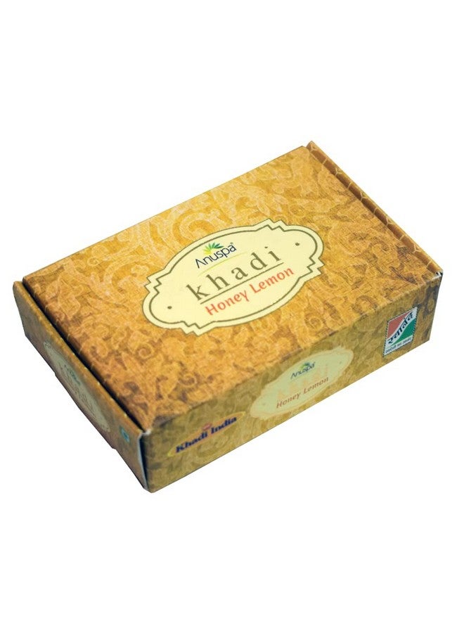 Anuspa Khadi Handcrafted Honey Lemon Soap | Pack of 3 | 125g each | Natural Antibacterial Soap for Oily & Acne-Prone Skin | Soothes Allergy & Dry Skin | Paraben & Cruelty Free soap for Men and Women - Image 1