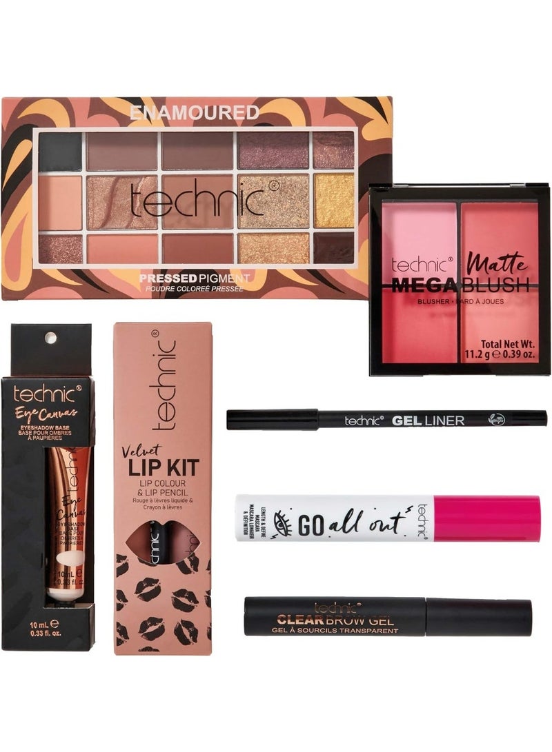 Technic Enamoured Full Face Cosmetic 8 Piece Gift Set - Full Size Products for Eyes, Face & Lips - Perfect for Makeup Lovers - Vegan & Cruelty Free - Image 1