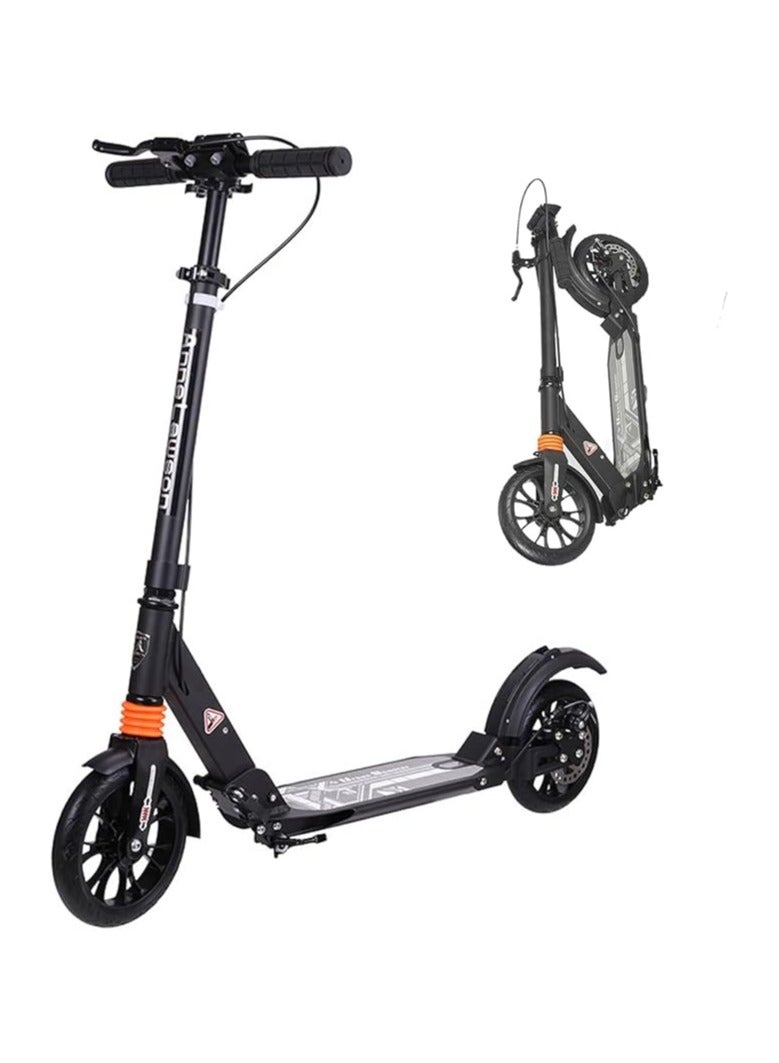 البدر سكوتر يدوي من البدر، سكوتر بعجلات كبيرة 200 ملم للبالغين مع فرامل قرصية، سكوتر للبالغين مع حزام حمل وامتصاص مزدوج للصدمات، سكوتر قابل للطي، سكوتر المنيوم لعمر 5 سنوات فما فوق - Image 1