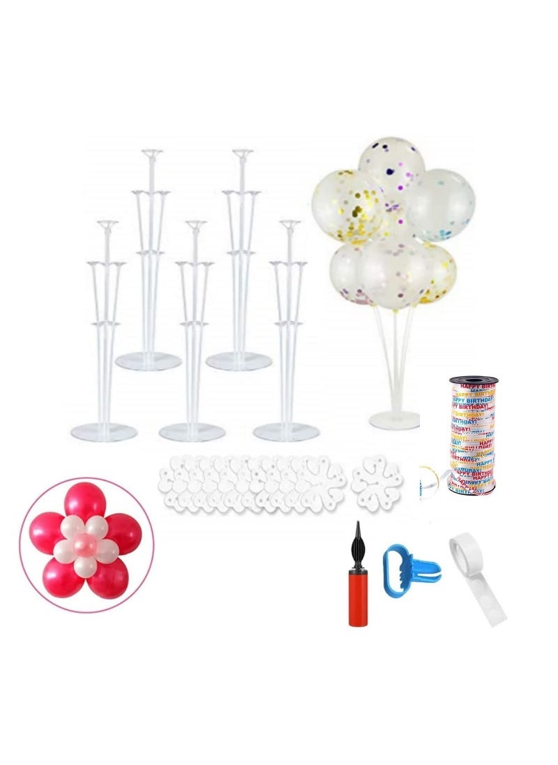 JOLLITY LLC Balloon Stand Holder Kit Glue Dots Tying tool Birthday Ribbon Balloon-Pump for Birthday Wedding Baby Shower Party Table Decorations Supplies (19 pcs) - Image 1