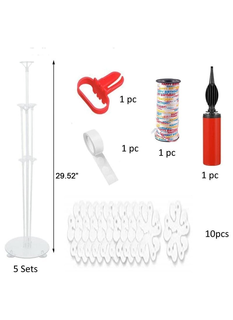 JOLLITY LLC Balloon Stand Holder Kit Glue Dots Tying tool Birthday Ribbon Balloon-Pump for Birthday Wedding Baby Shower Party Table Decorations Supplies (19 pcs) - Image 2