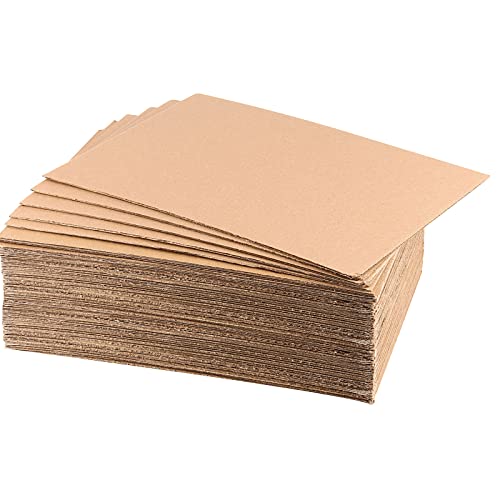 JAPCHET 80 Pack 8.5 x 11 Inch Brown Corrugated Cardboard Sheets, 1/8 Inch Thick Flat Corrugated Cardboard Filler Insert Sheet Pads Squares Bulk, for Packing, Mailing, DIY Art Supplies - Image 1