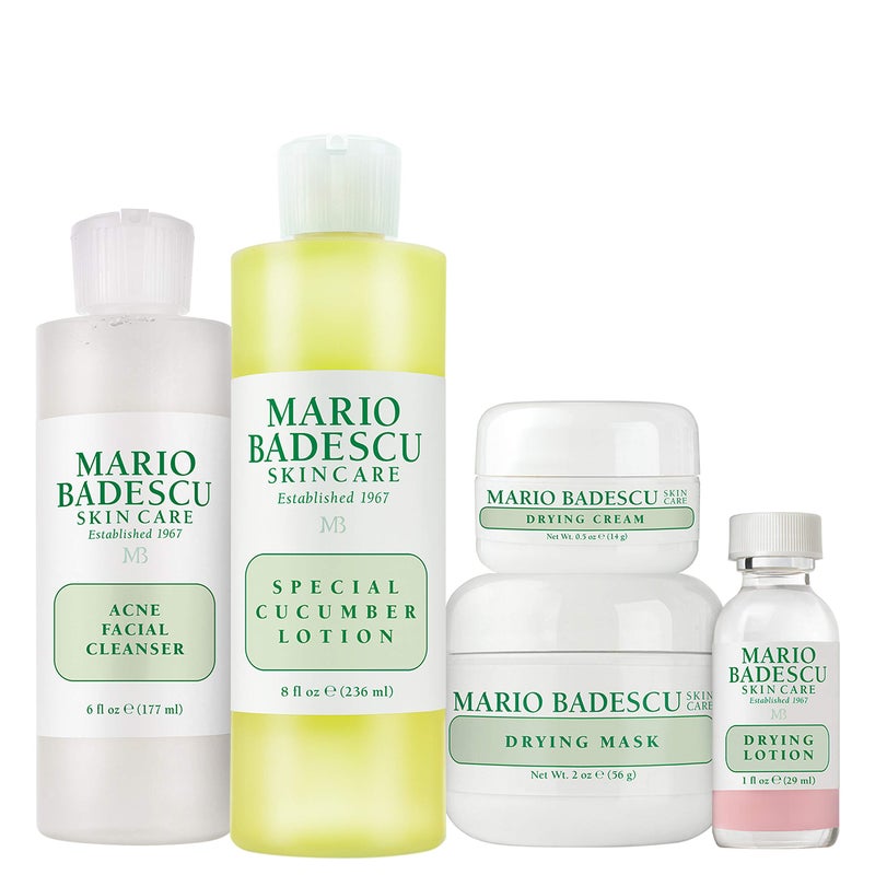 Mario Badescu Acne Control Face Kit with Facial Cleanser, Toner, Mask, Drying Lotion & Cream | Skin Care Set Ideal for Combination, Troubled or Oily Complexion - Image 1