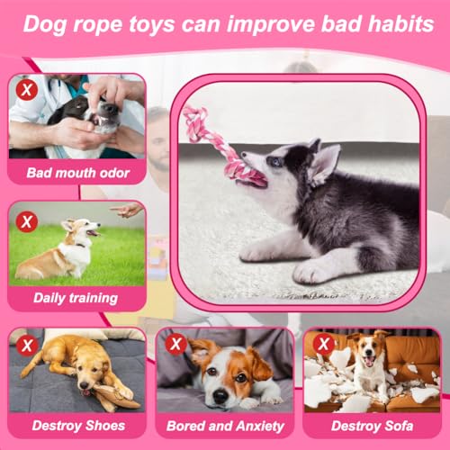 Vivifying Dog Rope Toys, Durable Braided Cotton Pet Chew Rope Toys for Dog Cat Puppy Teeth Cleaning - Image 5