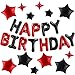 CANREVEL Happy Birthday Banner 13pcs 16 Inch Mylar Foil Letters with 12pcs Star Balloons Birthday Party Decorations for Kids and Adults 3D Black Red - Image 3