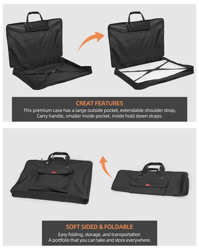 Nicpro Large Art Portfolio Bag 35 x 43 Inches Waterproof Nylon Artist Storage Case with Shoulder Strap, Storage Carrying Bag for Professional Artwork Sketch Drawing Canvas Photography Poster - Image 3