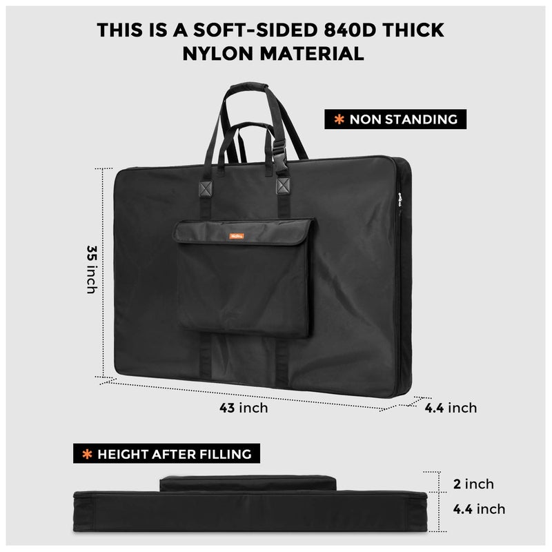 Nicpro Large Art Portfolio Bag 35 x 43 Inches Waterproof Nylon Artist Storage Case with Shoulder Strap, Storage Carrying Bag for Professional Artwork Sketch Drawing Canvas Photography Poster - Image 2
