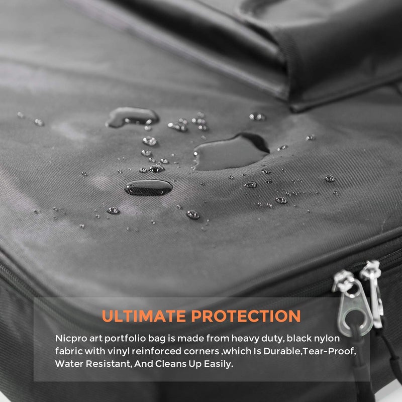 Nicpro Large Art Portfolio Bag 35 x 43 Inches Waterproof Nylon Artist Storage Case with Shoulder Strap, Storage Carrying Bag for Professional Artwork Sketch Drawing Canvas Photography Poster - Image 5