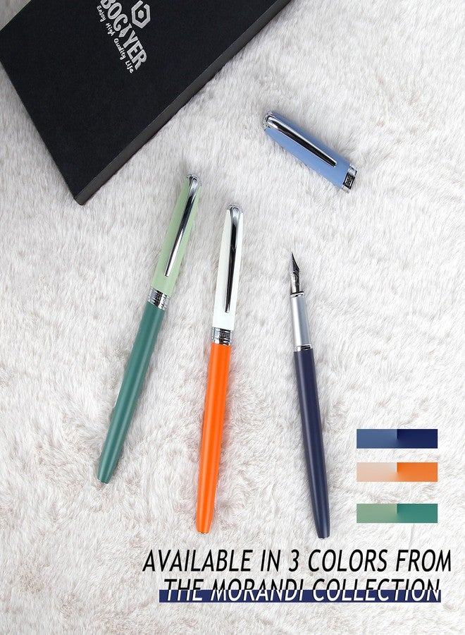 BOCIYER Contrast Color Fountain Pen Set - Medium Nib, Refillable Fancy Pens Box (Blue) - Image 5