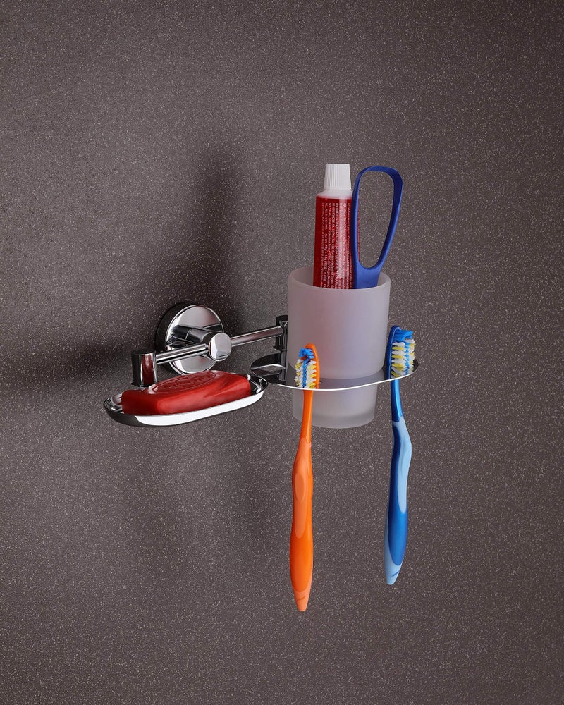 iSTAR Stainless Steel Wall Mounted Tumbler Holder for Bathroom and Wash Basin | Glass Toothbrush Holder | Soap Dish Stand | Toothpaste Holder | Bathroom Accessories (Silver, Pack of 1) - Image 4