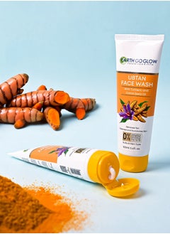EARTH GO GLOW Deep Cleansing & Brightening Ubtan Face Wash - Infused with Turmeric & Saffron for Even Skin Tone | Tan Removal, Moisturizes & Revitalizes for Radiant Skin | Ancient Skincare Ritual - 100ml  - Image 2