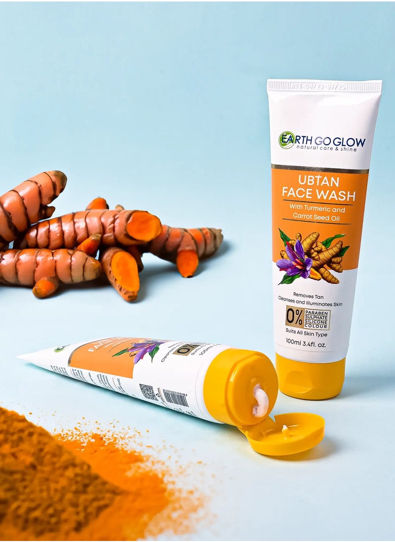 EARTH GO GLOW - Deep Cleansing & Brightening Ubtan Face Wash - Infused with Turmeric & Saffron for Even Skin Tone | Tan Removal, Moisturizes & Revitalizes for Radiant Skin | Ancient Skincare Ritual - 100ml - Image 1