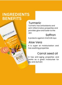 EARTH GO GLOW Deep Cleansing & Brightening Ubtan Face Wash - Infused with Turmeric & Saffron for Even Skin Tone | Tan Removal, Moisturizes & Revitalizes for Radiant Skin | Ancient Skincare Ritual - 100ml  - Image 4