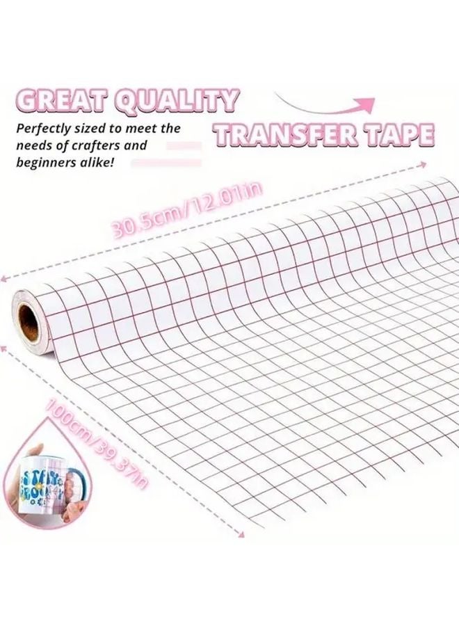 شريط نقل الفينيل 12.01 × 39.37 بوصة ورق محاذاة شبكي أحمر لاصق شفاف - Image 4