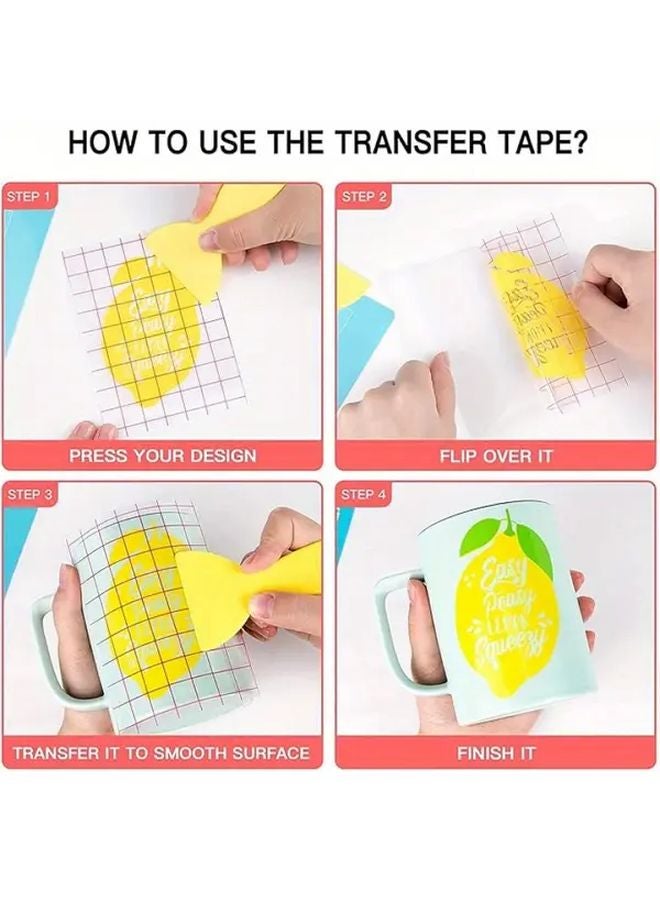 شريط نقل الفينيل 12.01 × 39.37 بوصة ورق محاذاة شبكي أحمر لاصق شفاف - Image 5