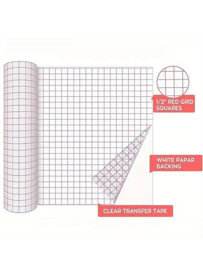 شريط نقل الفينيل 12.01 × 39.37 بوصة ورق محاذاة شبكي أحمر لاصق شفاف - Image 2
