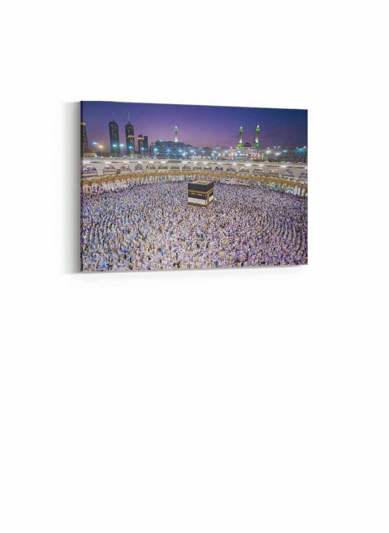 LOWHA Framed Canvas Wall Art Stretched Over Wooden Frame with islamic Art The Kaaba Painting  - Image 4