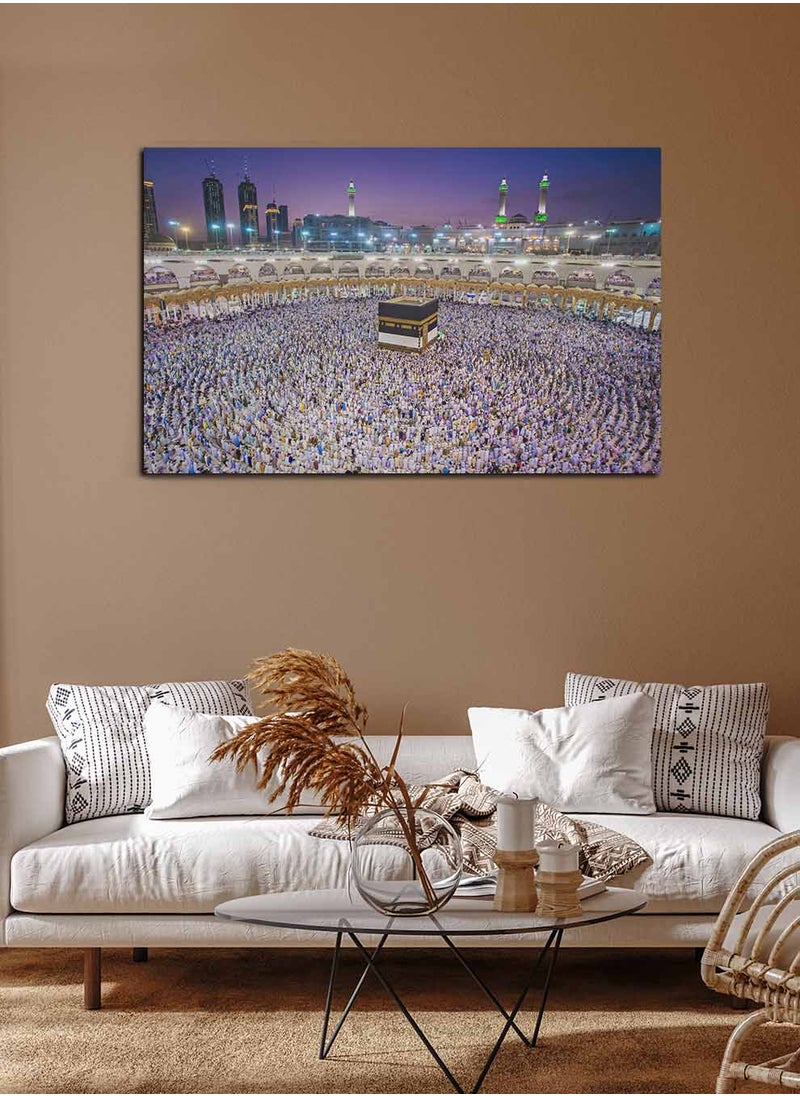 LOWHA Framed Canvas Wall Art Stretched Over Wooden Frame with islamic Art The Kaaba Painting  - Image 3