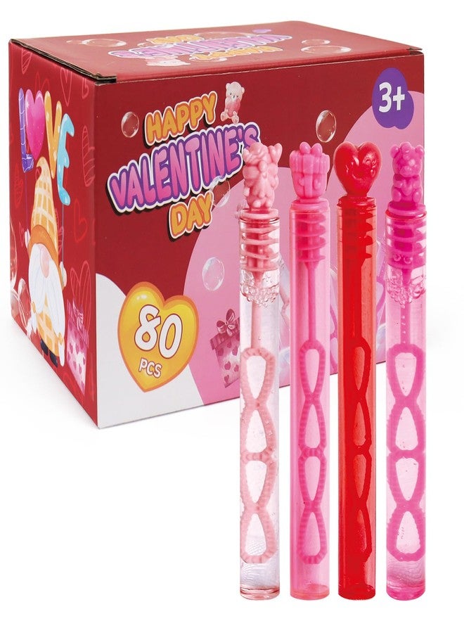Aviski 80PCS Valentines Day Bubble Wands, Mini Bubble Wands for Valentines Day Party Favors, Valentines Gift Toys for Girls Boys Kids Toddler Adults, Party Bag Stuffers Goodie Bag Filler, Classroom Prizes - Image 1