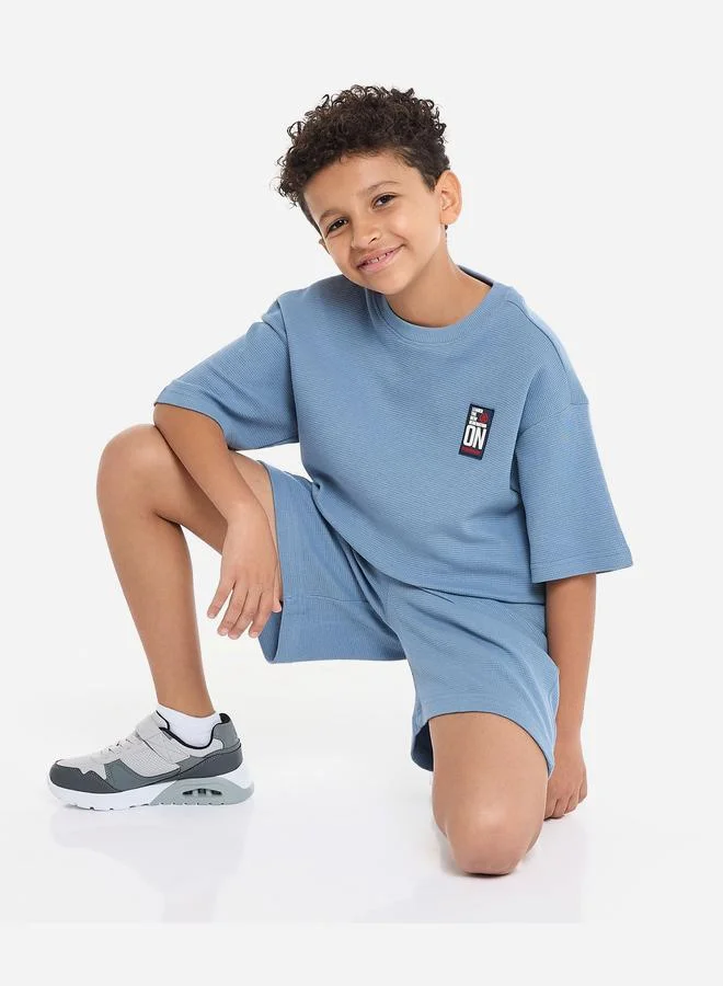 victor and jane Victor And Jane Boys Textured Oversized T-Shirt and Shorts Set