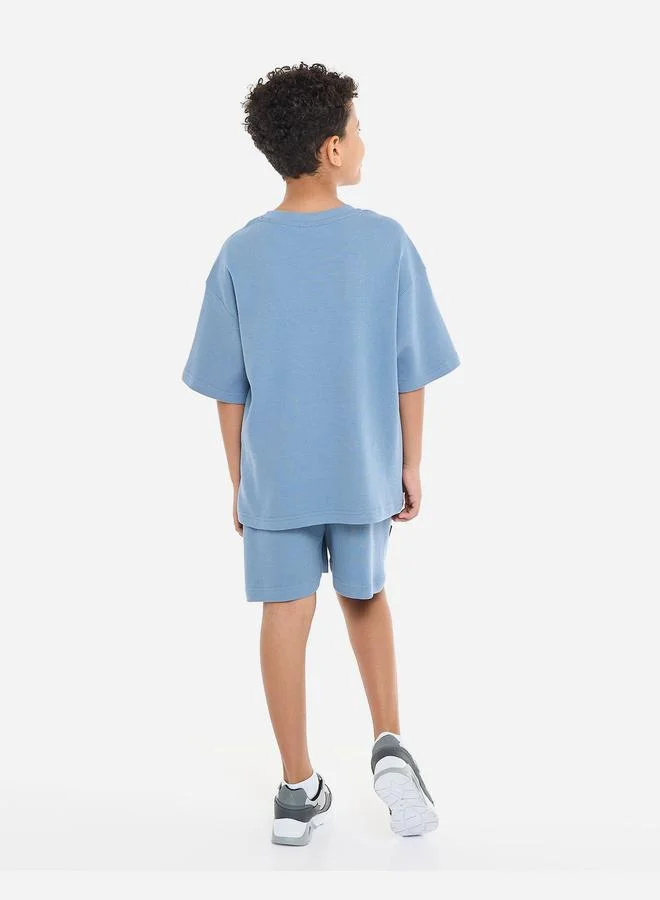 victor and jane Victor And Jane Boys Textured Oversized T-Shirt and Shorts Set