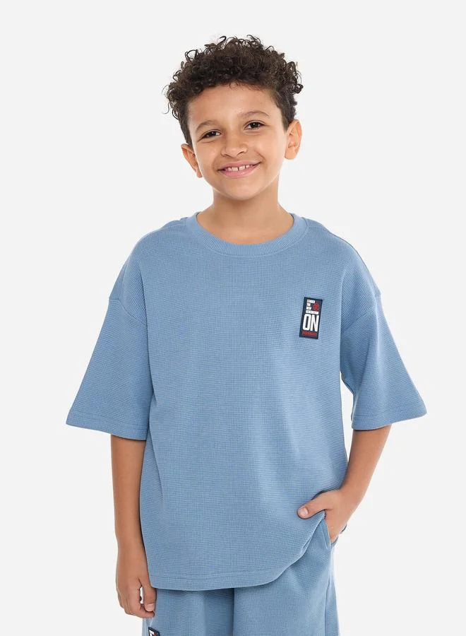 victor and jane Victor And Jane Boys Textured Oversized T-Shirt and Shorts Set