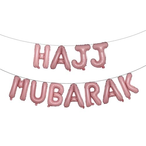 RUIANSI HAJJ MUBARAK Party Balloon for Festival Gathering Decorations Eid Mubarak Party Supplies Decorations HAJJ MUBARAK Pink - Image 1