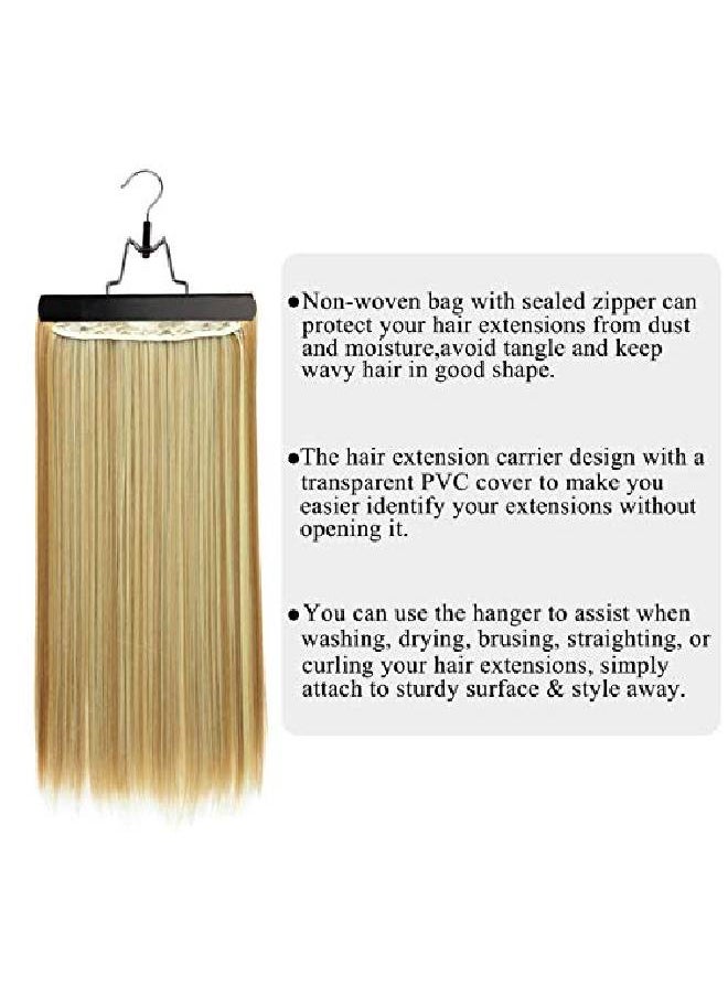 Messen 2 Pack Hair Extension Storage Bag Hair Extension Hanger Strong Holder Dustproof Portable Suit With Transparent Zip Up Closure Lightweight Waterproof And Portable (Black)  - Image 3