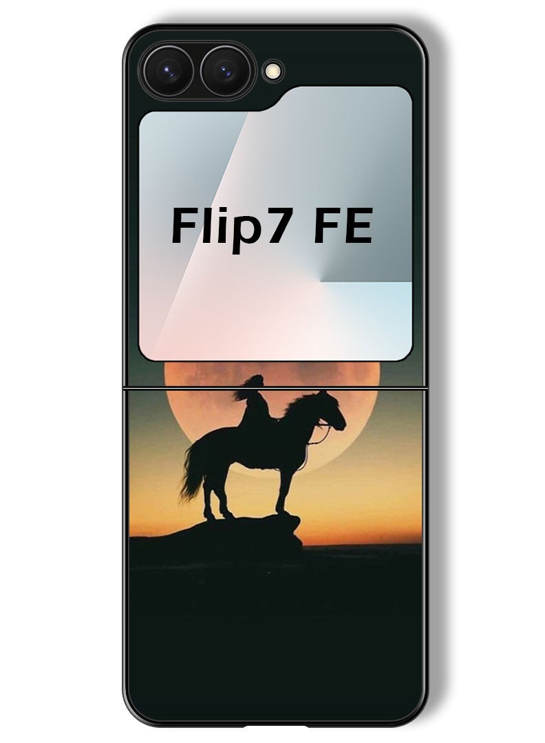 Theodor Case Compatible with Samsung Galaxy Z Flip 7 FE 6.7 Inch Protection Shockproof Bumper Cover Majestic Horse Sunset - Image 1