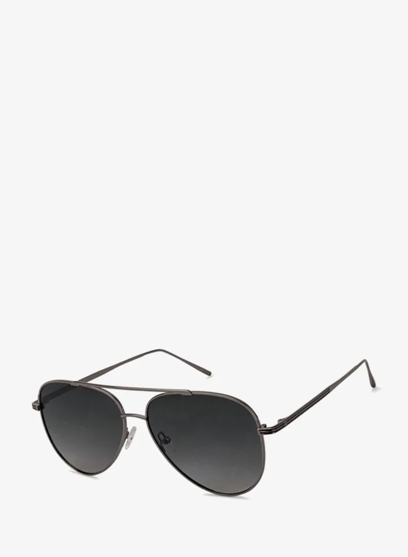 John Jacobs John Jacobs | Polarized & UV Protection Sunglasses | For Men & Women | Gunmetal Grey Gradient Full Rim Aviator | Large | (Size-59) | JJ S11472-C9