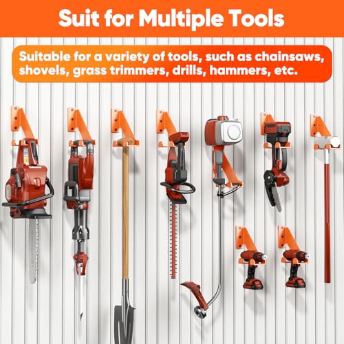 POKIPO Chainsaw Hanger, 2 Pack Chainsaw Holder Wall Mount Heavy Duty Metal Chainsaw Chain Hook Storage Loads 70 lbs Accessories Chainsaw Rack Organizer Save Space for Garden, Garage, Workshop - Image 4