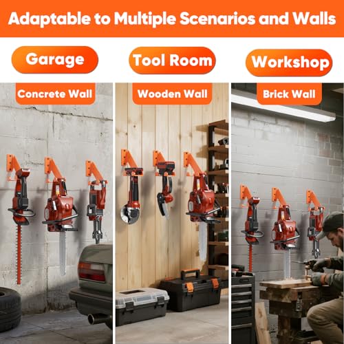 POKIPO Chainsaw Hanger, 2 Pack Chainsaw Holder Wall Mount Heavy Duty Metal Chainsaw Chain Hook Storage Loads 70 lbs Accessories Chainsaw Rack Organizer Save Space for Garden, Garage, Workshop - Image 5