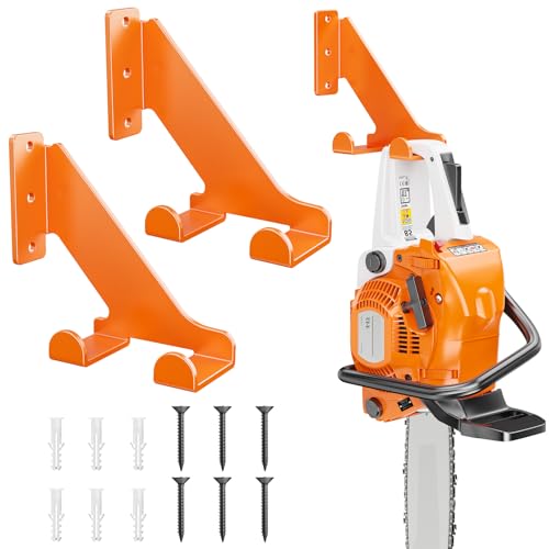 POKIPO Chainsaw Hanger, 2 Pack Chainsaw Holder Wall Mount Heavy Duty Metal Chainsaw Chain Hook Storage Loads 70 lbs Accessories Chainsaw Rack Organizer Save Space for Garden, Garage, Workshop - Image 1