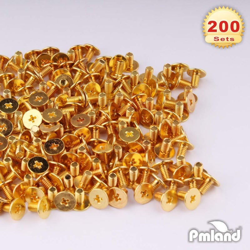 PMLAND 200 Sets/Pairs 9.5mm Gold Cone Spikes Screwback Studs DIY Craft Cool Rivets Punk - Image 3