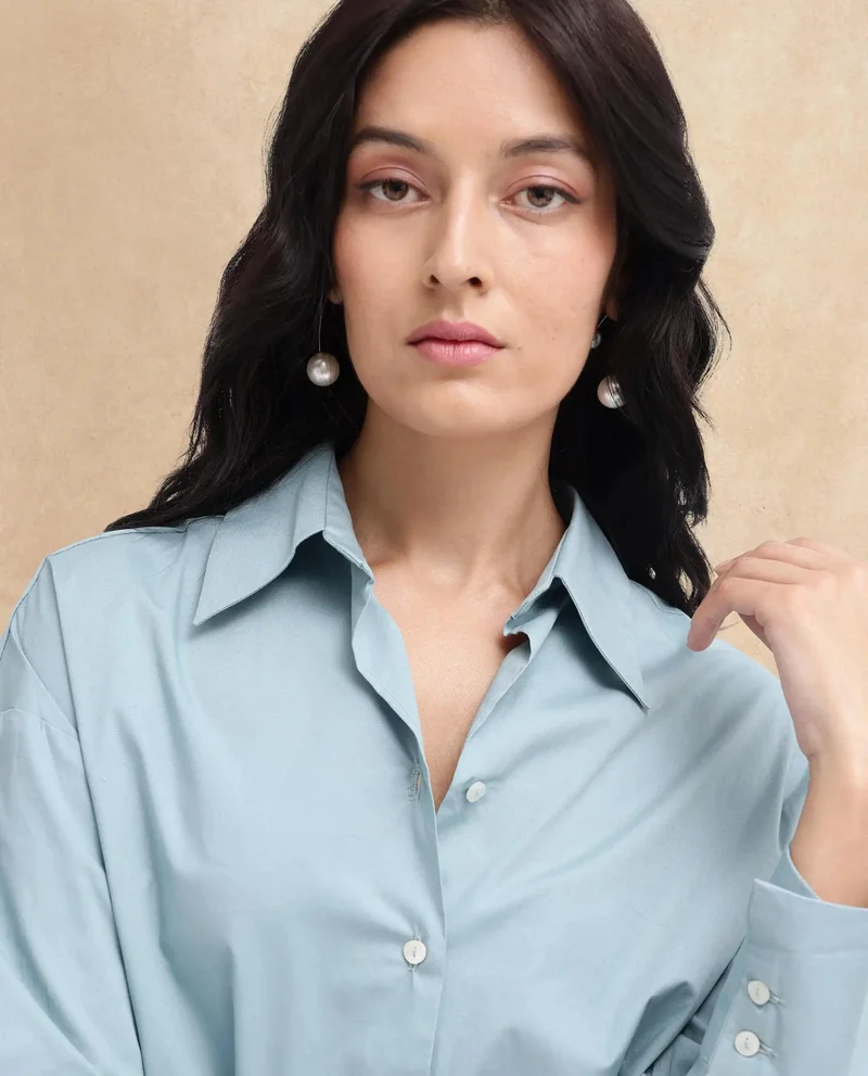 ريريزم Women's Boxy Fit Blue Shirt