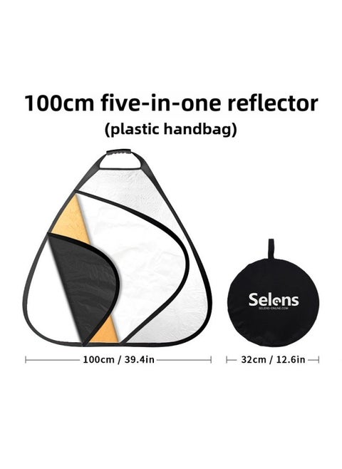 Selens Reflector Photography 30cm/60cm/80cm Five-in-One Plate Round Folding Portable Small Soft-Body Color: 100cm Triangular Five-in-one