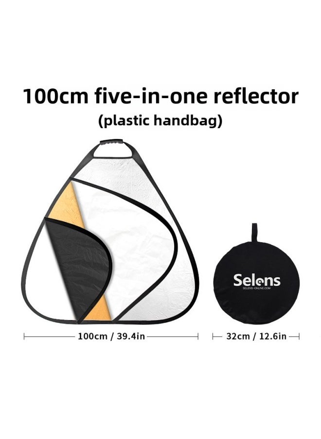 Generic Selens Reflector Photography 30cm/60cm/80cm Five-in-One Plate Round Folding Portable Small Soft-Body Color: 100cm Triangular Five-in-one  - Image 1