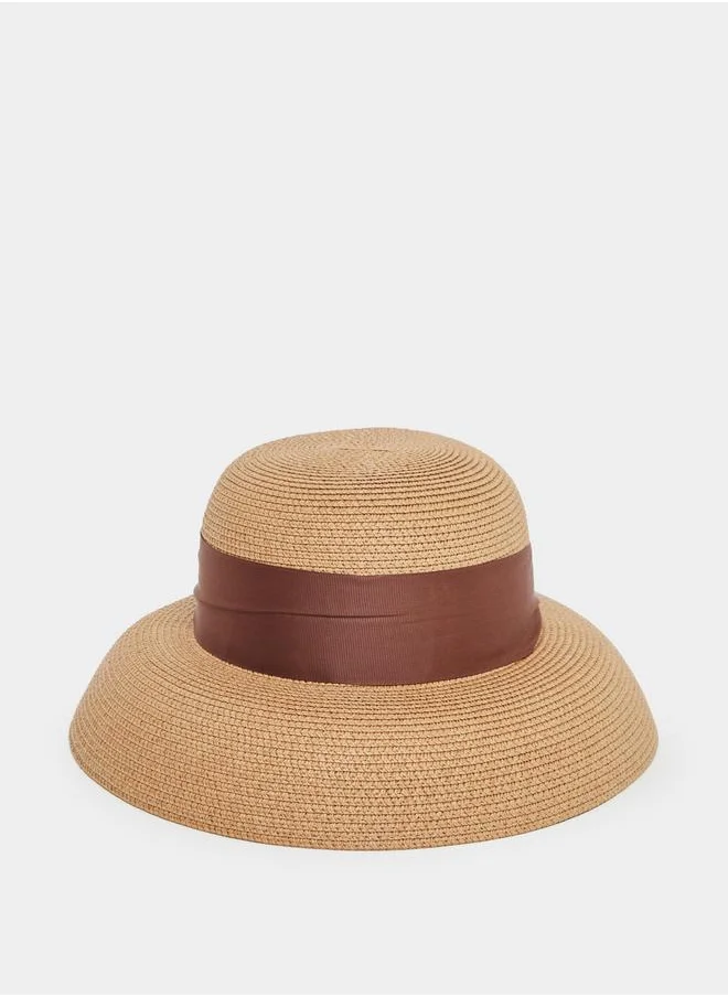 ستايلي Styli Straw Hat with Ribbon Detail