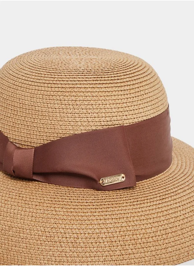 ستايلي Styli Straw Hat with Ribbon Detail