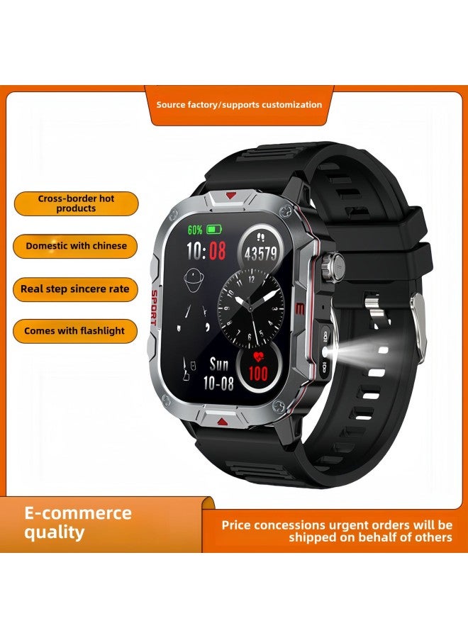 QX11 Huaqiang North Smart Watch Men's Sports Outdoor Waterproof Watch Multifunctional Heart Rate Bluetooth Call-Colour:Black Steel - Image 2