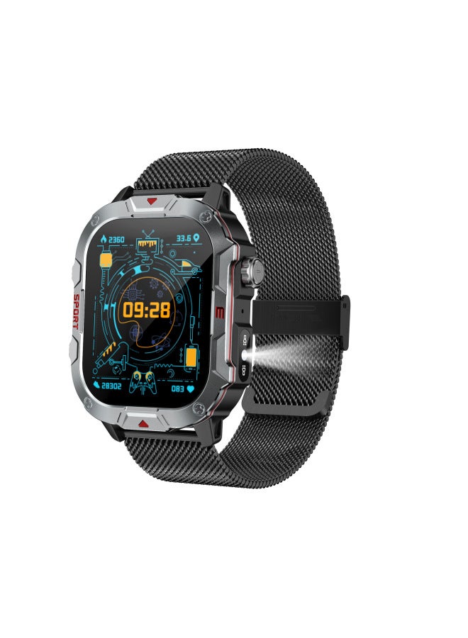 QX11 Huaqiang North Smart Watch Men's Sports Outdoor Waterproof Watch Multifunctional Heart Rate Bluetooth Call-Colour:Black Steel - Image 1