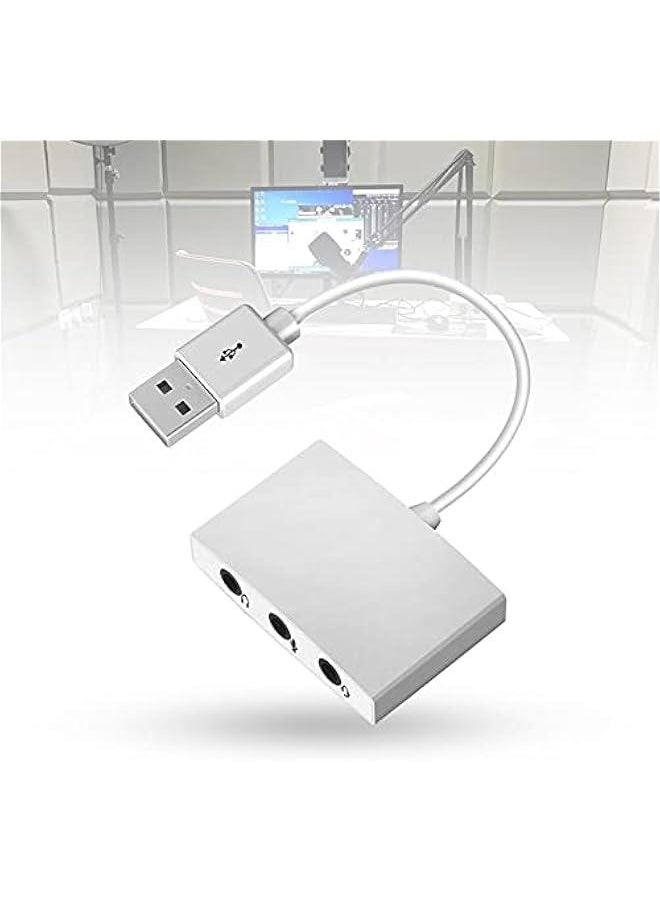 Generic USB Live White 3 Ports External 7.1 Channel Plug and Play 3D Stereo Sound Card for Laptop Audio Sound Card  - Image 4