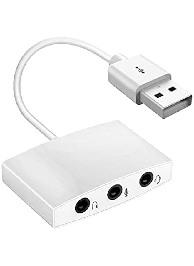 Generic USB Live White 3 Ports External 7.1 Channel Plug and Play 3D Stereo Sound Card for Laptop Audio Sound Card  - Image 1