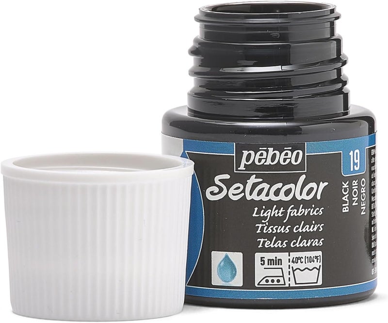 PEBEO Setacolor Light Fabric Paint - 45ml Bottle in Black - Image 2